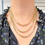 14K Solid Gold Hollow Box Link Necklace